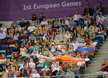 İdman gimnastikası üzrə fərdi çoxnövçülük yarışlarında ölkəmizi kişilər arasında Oleq Stepko təmsil edir. Bakı, Azərbaycan, 18 iyun 2015